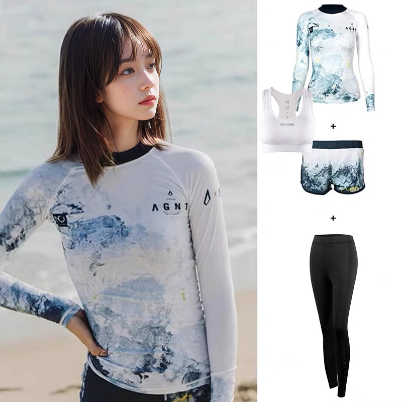 Sunset girl's blouse, black pants, beach pants, white underwear